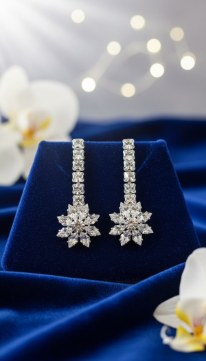 ✨ Crystal Flower Drop Earrings ✨