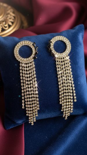 ✨ Round Crystal Tassel Earrings ✨